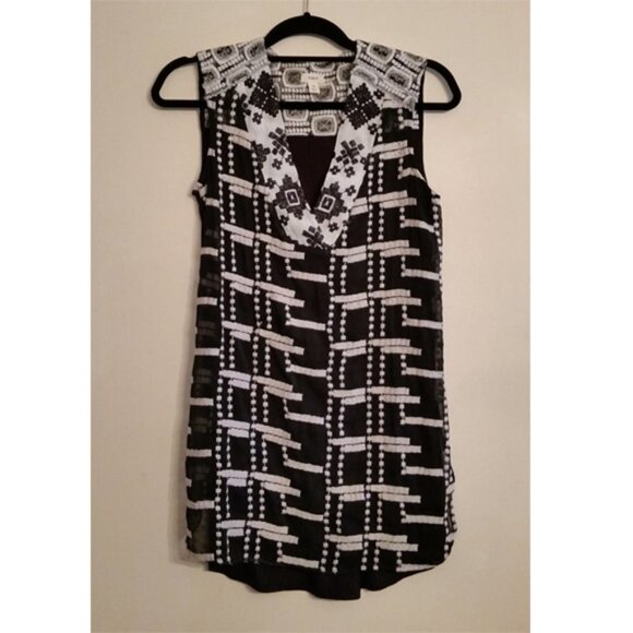 ANTHROPOLOGIE/ANTHRO Tiny Chaparral Tunic Size S Black White - Picture 3 of 5